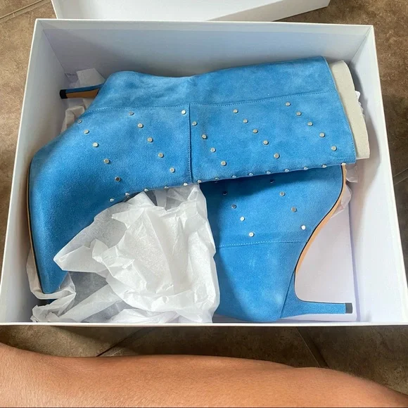 IRO Milliow Studded Blue Vintage Women's Ankle Leather Suede Boots Booties - Picture 13 of 13